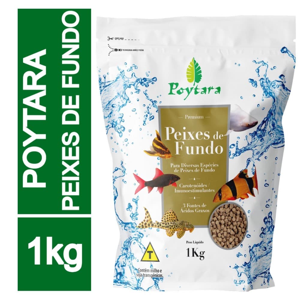 Ração Poytara Premium Peixe de Fundo Bag 1000g - 1kg