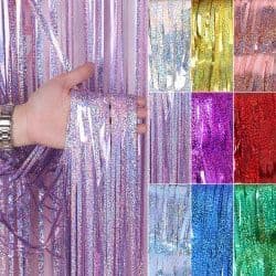 KIT 2 Cortinas Metalizada LASER para Festa 2M x 1M painel decoração fita metalizada - Diversas Cores