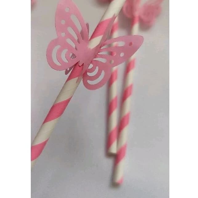 10 Canudos com Borboletas 3D