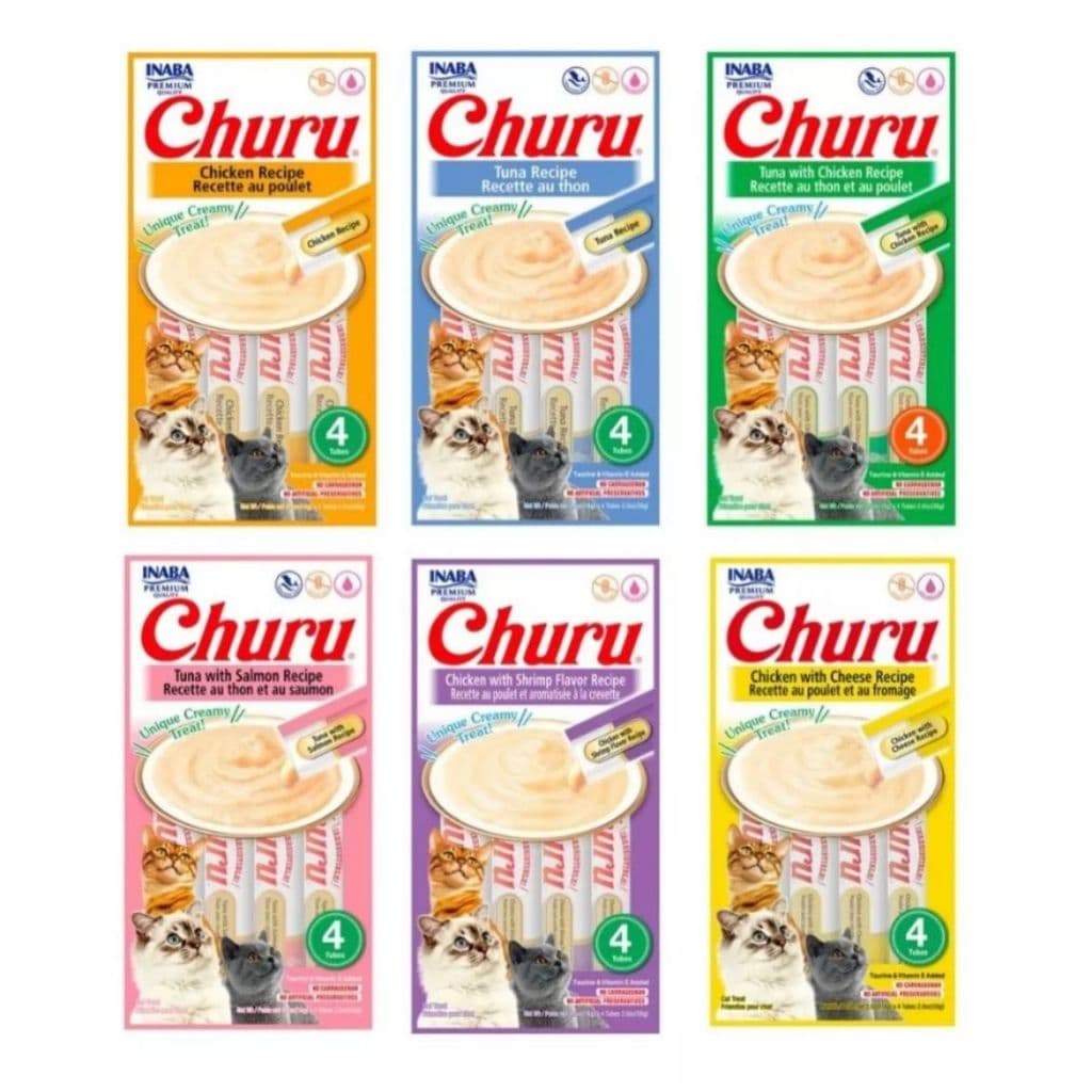 Petisco para Gatos Purê Churu Inaba Kit com 6 a 2 Pacotes Variados 56g cada promoção Original