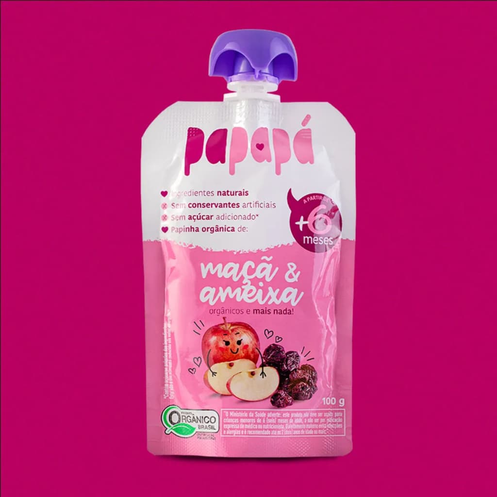 Papinha Squeeze Orgânica Papapá sabor Maçã e Ameixa - 100g