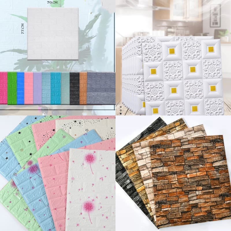 Kit 15 unidades de Placa Papel 70x77cm Espessura 3mm 3D De Parede Espuma Tijolo Auto Adesivo Aplique