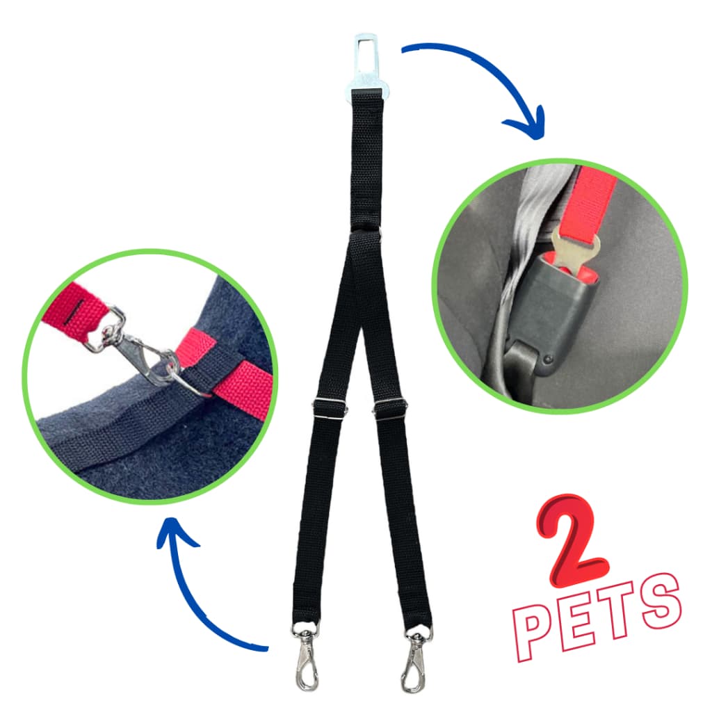Cinto de Segurança Preto Duplo Inter Pets para Cães ou Gatos