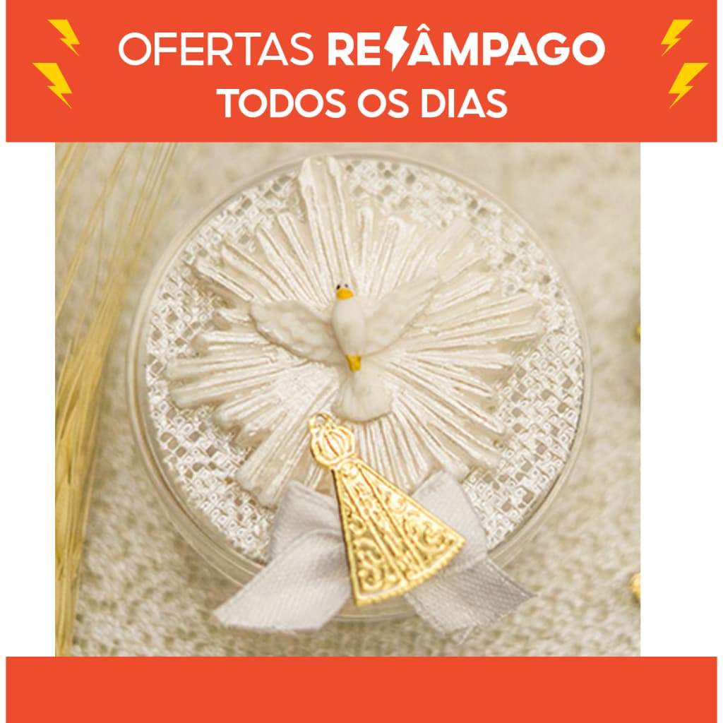 kit Lembrancinhas para montar 10 latinha + 10 mini terço + 10 tela +10 aplique  batismo, comunhão etc