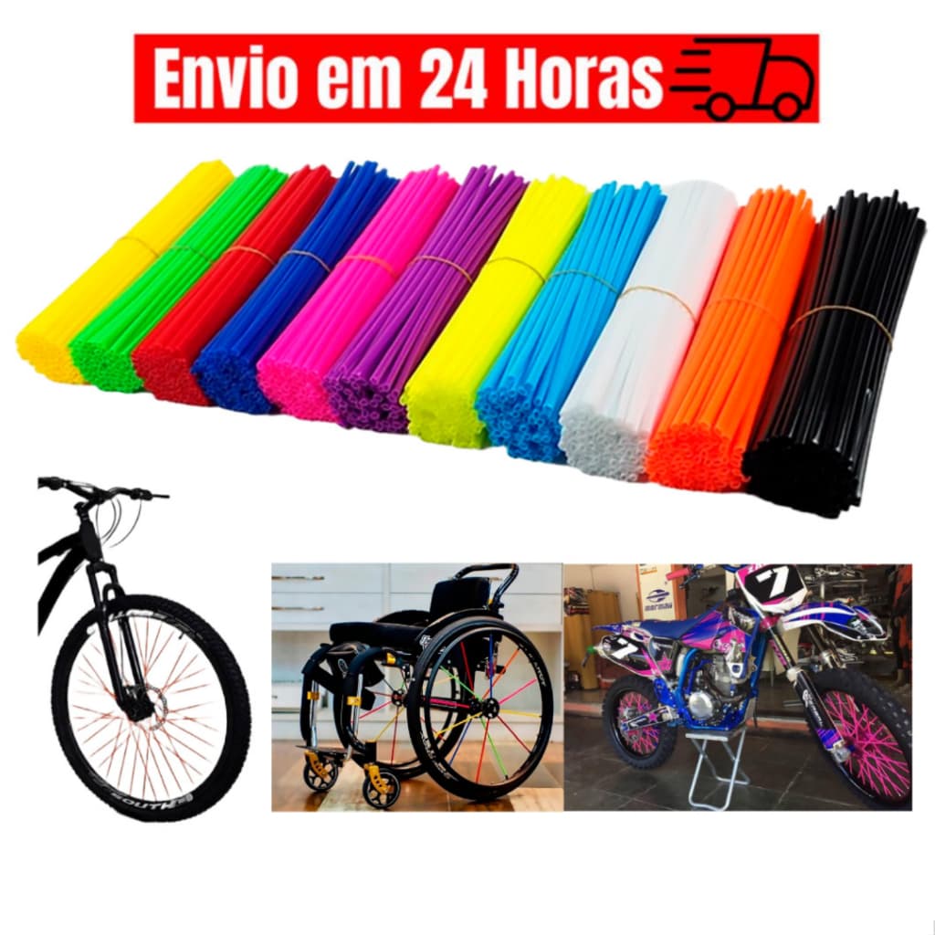 Capa De Raio Para Bike Moto Cadeira De Rodas Universal Bicicleta Canudo Cores