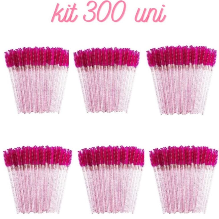 Kit 300 Escovinhas De Cílios Sobrancelha Glitter Extensão e Alongamento Descartável