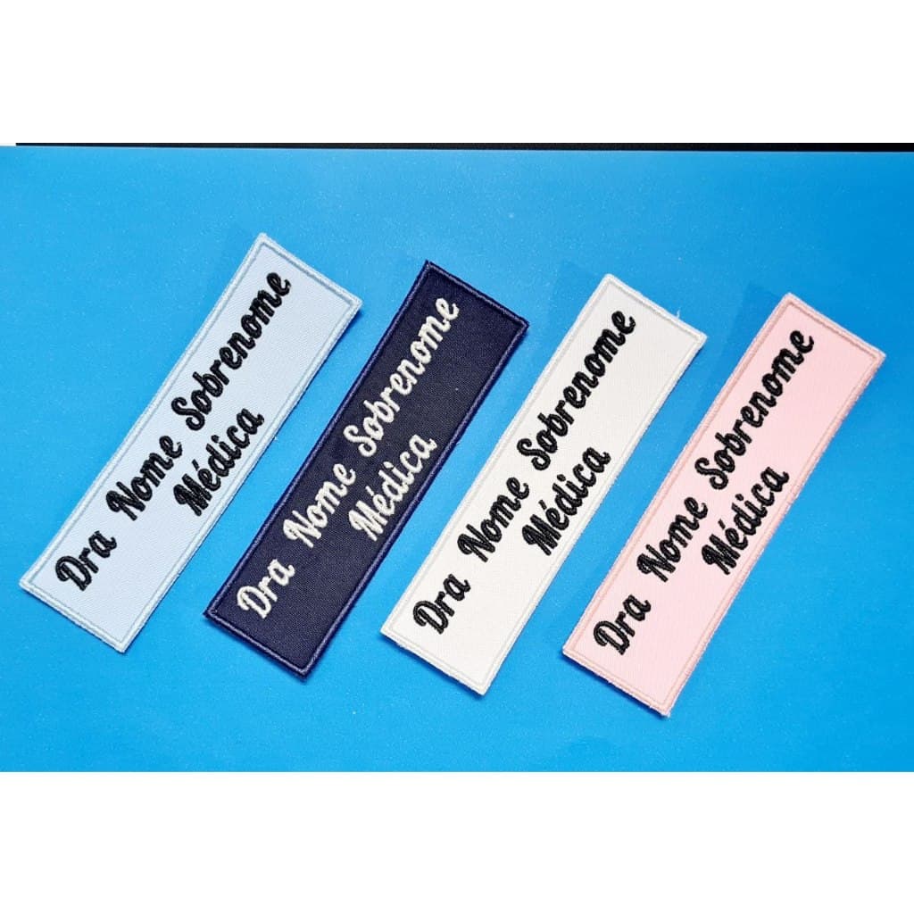 Aplique Bordado Tarjeta de Nome e Profissão - Medidas 3,5cm x 12cm