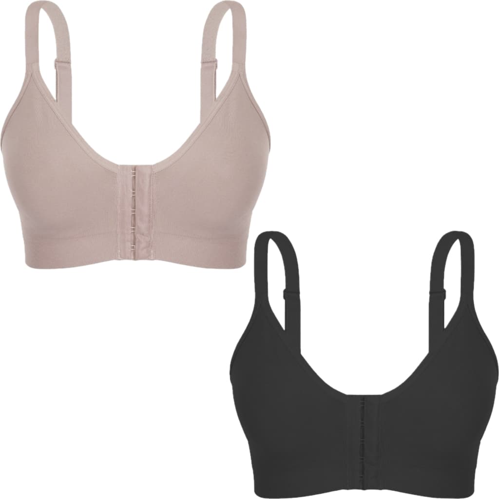 Kit 2 Sutiã Pós Cirúrgico Decotado Estético Abertura Frontal Reforçado Cinta Mama Sustentação Operatório