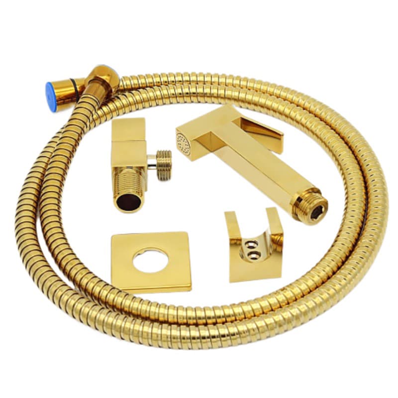 Ducha Higiênica Completa Quadrada Metal Dourada / Preto / Cromado Banheiro inox