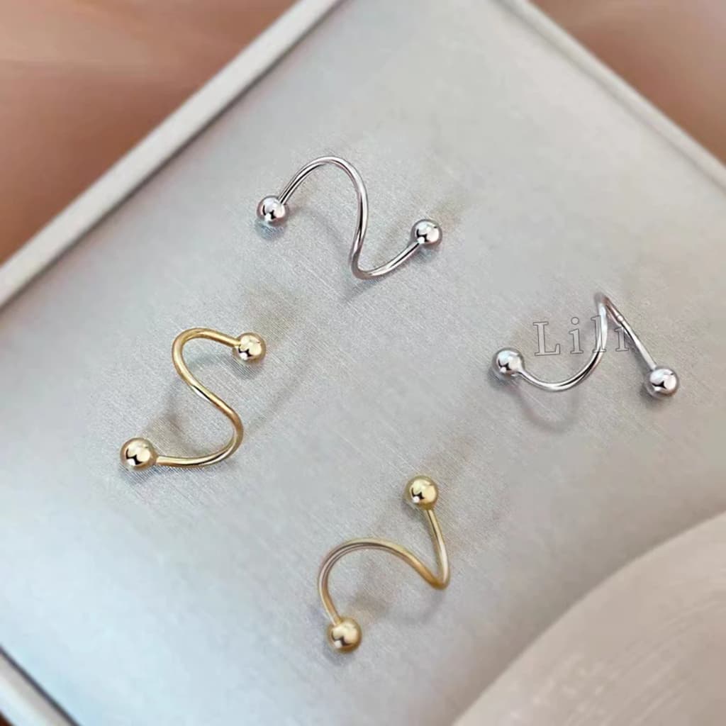 Kit 2 Piercing Twister Espiral Aço Cirúrgico Boca, orelha, cartilagem, septo, Helix, nariz, tragus