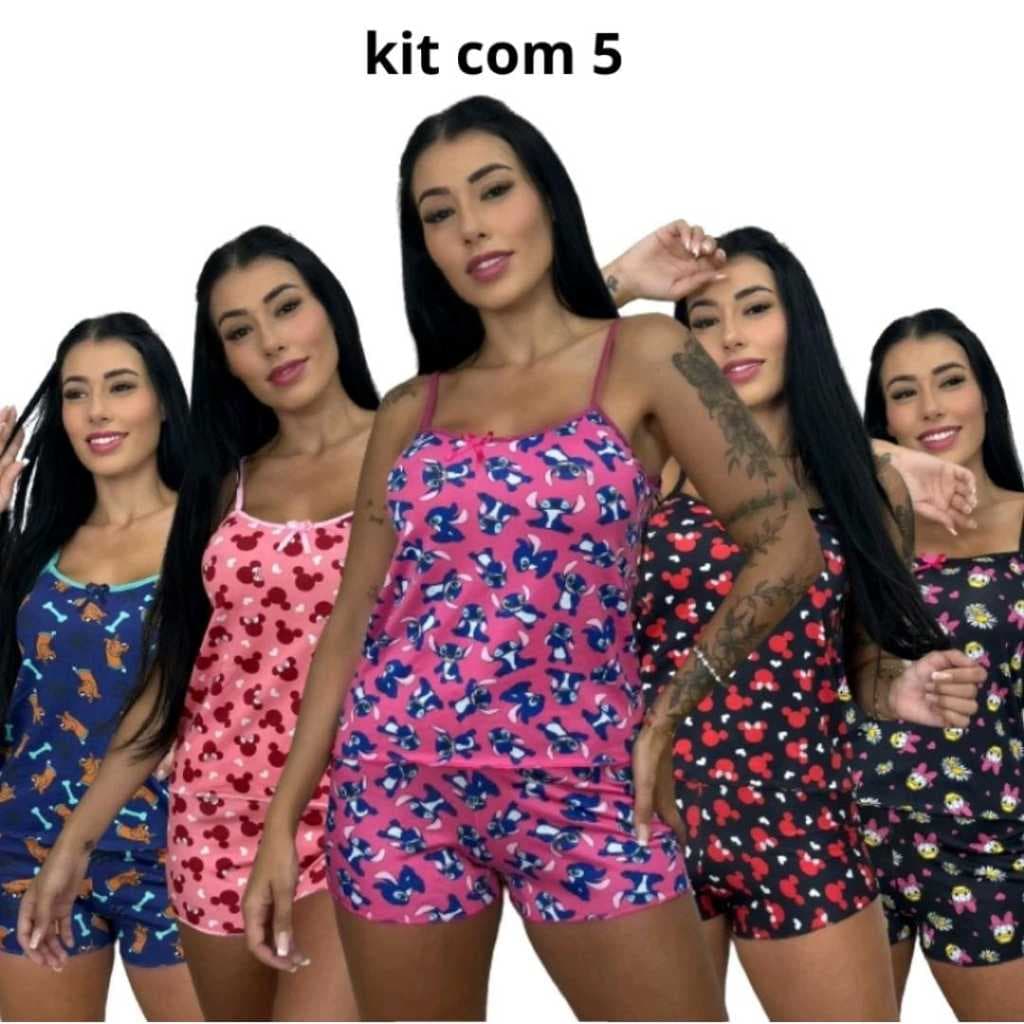 Kit 5 Baby Doll de Dormir Pijama Short Doll