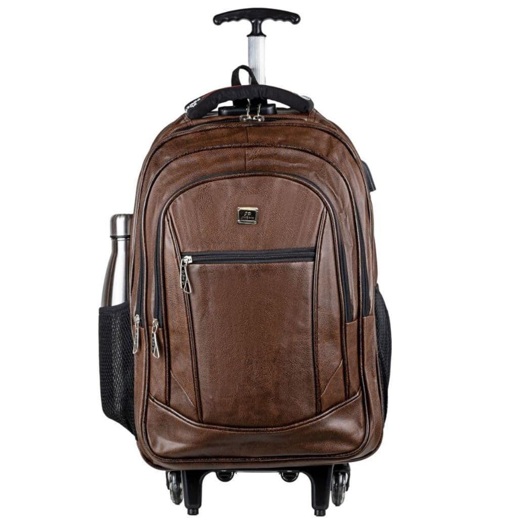 Mochila Couro Rodinhas Notebook Executiva Universitária Luxo Marrom