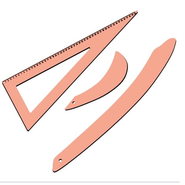 Kit De Réguas Curvas E Esquadro Para Costura MDF