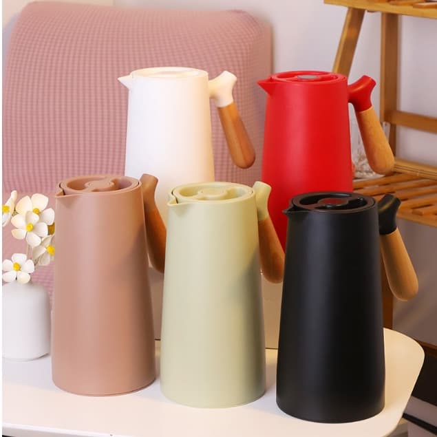 Garrafa Térmica Café Chá Nórdica Cabo em Madeira Jarra 1 Litro