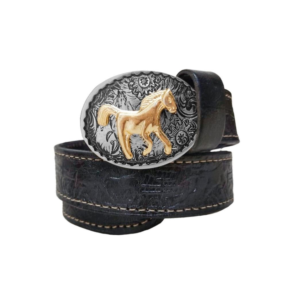 cinto feminino infantil country de couro entalhado com fivela country