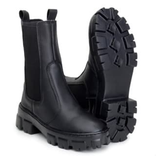 Bota Coturno Feminino Tratorada Blogueira Shelsen com Elastico, Solado Antiderrapante- cor Preta  - Marca KLON