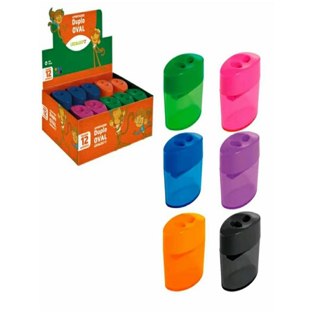 OFERTA Apontador Apontadores Oval Com Depósito Duplo Leo & Leo Multicolorido