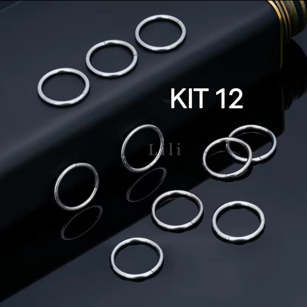 Kit 12 Piercing Argola Segmento Articulado Aço cirugico Nariz/helix/ Septril