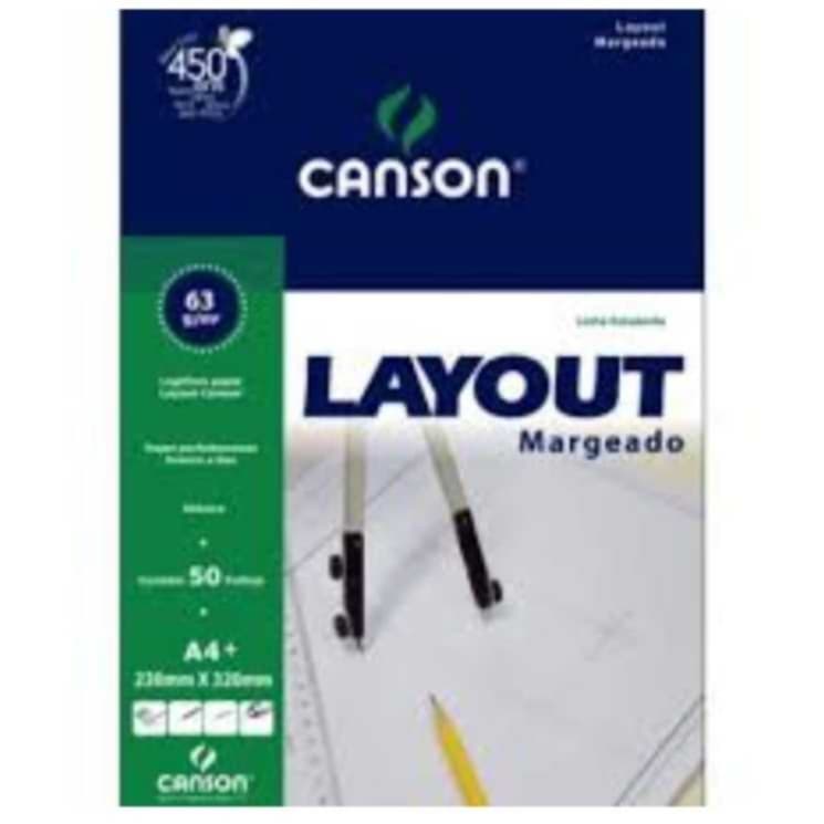 Bloco layout margeado A4+ 63g com 50 folhas Canson.