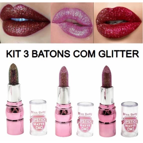 Kit Com 3  Miss Betty Batom Em Bala Com GLITTER  K230