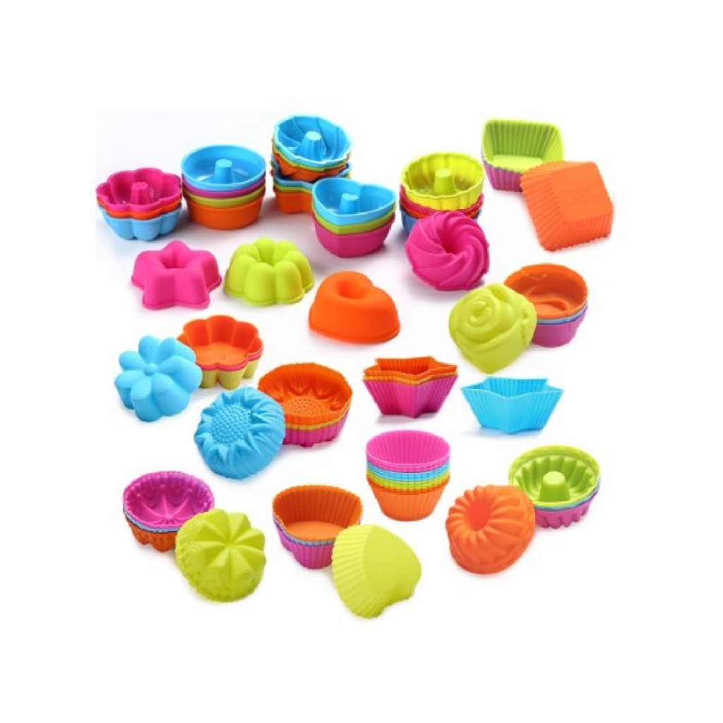 Formas Forminhas Silicone Cupcake Muffin Bolo Formatos Coloridas Kit com 6 ou 12 Peças