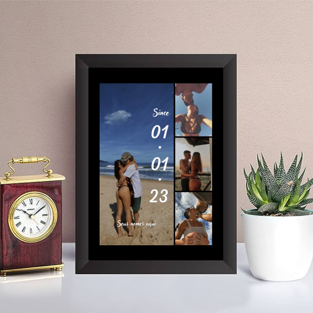 Quadro Placa Casal com Data Personalizado - Dia Dos Namorados Presente com sua Foto QR Code