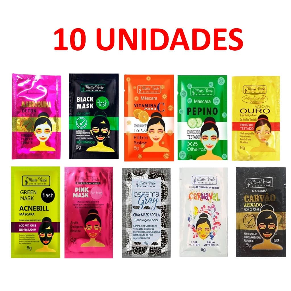 Kit Máscara Creme Facial Sachê - 10 unidades