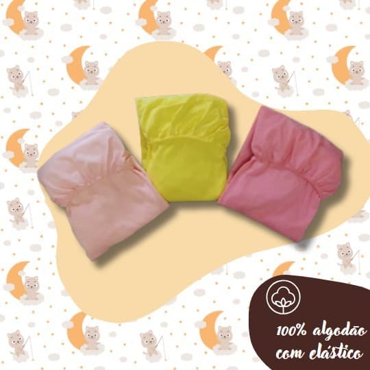 Lençol de Berço Malha 100 % Algodão infantil Recém Nascido com Elástico Padrão Americano