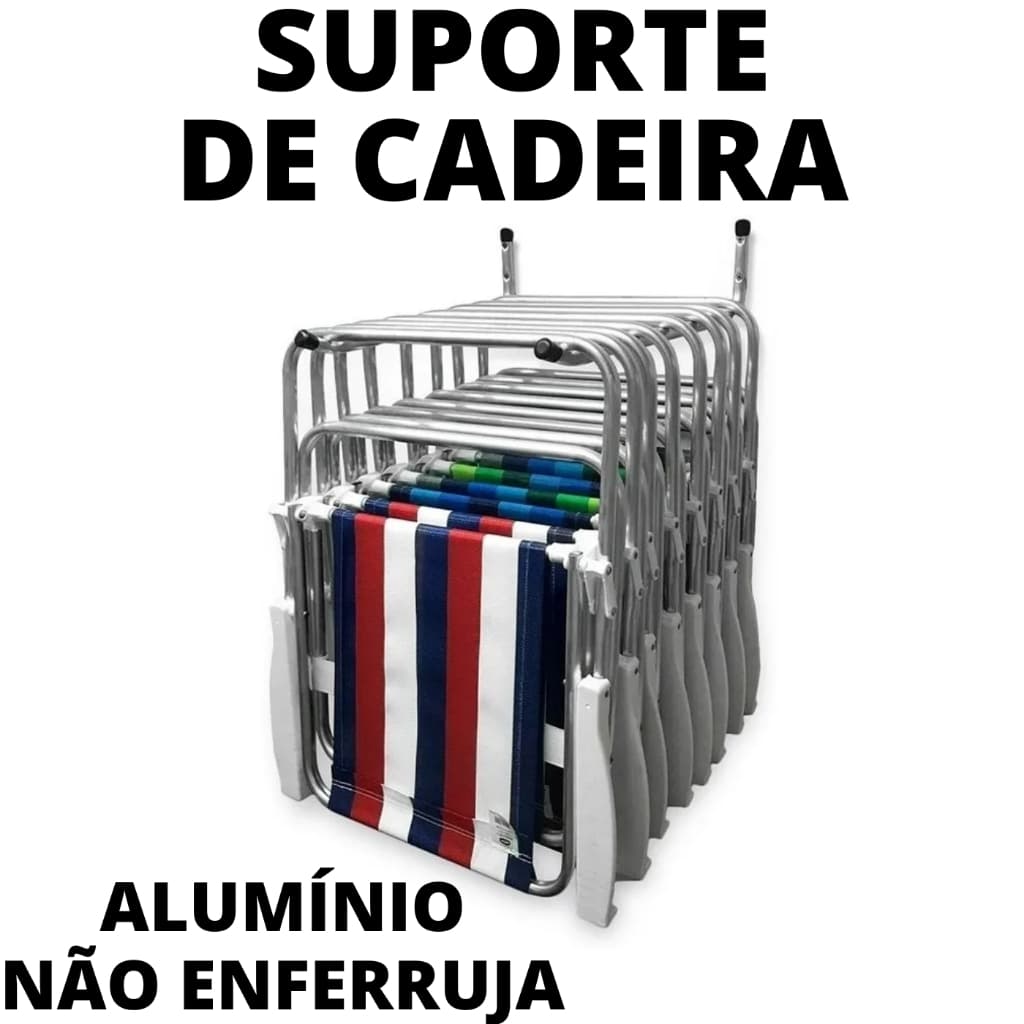 Suporte Cadeira De Praia De Parede Fixo Aluminio Fixo Não Enferruja Organização Pratico