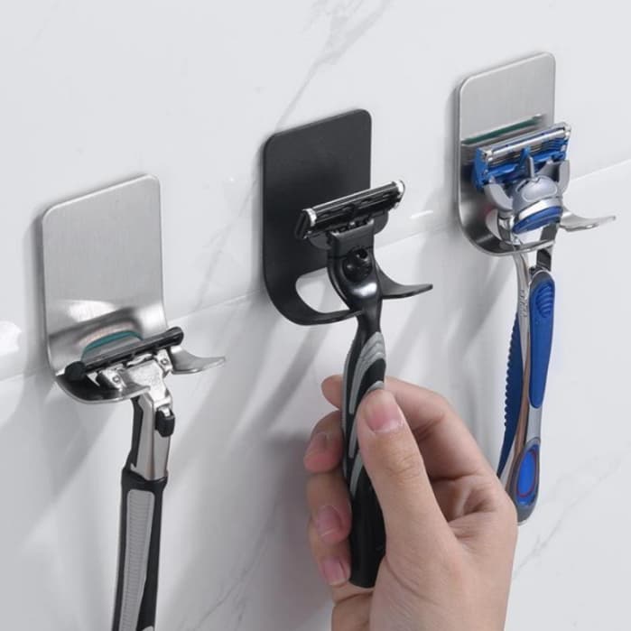 Suporte Para Parelho De Barbear Lamina Gillette Gilete Prestobarba Em Aço Inox Fita 3M