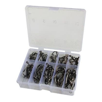 Kit 100 Anzóis Aço Carbono #3 ao #12 com Caixa Organizadora para Pesca