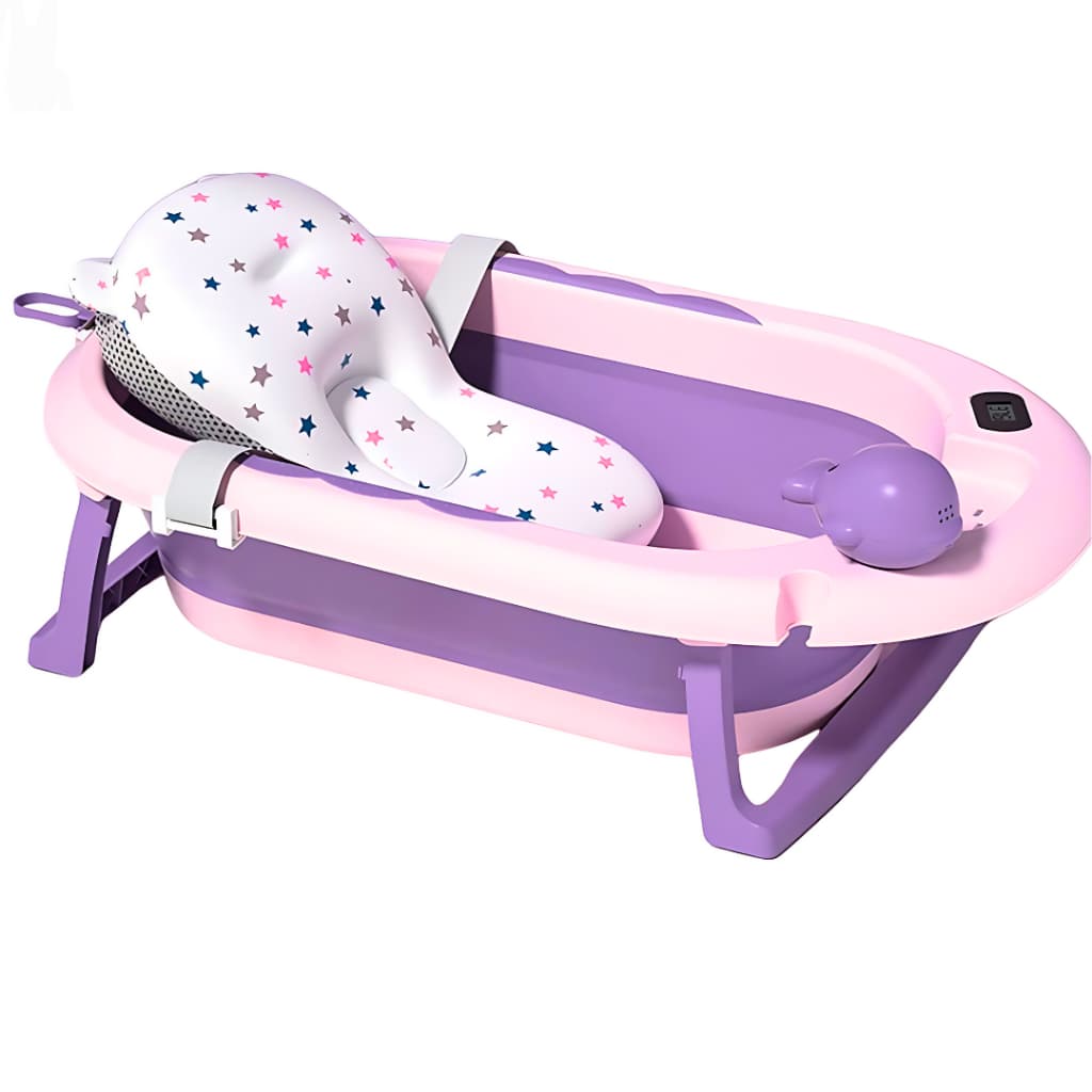 Kit Banheira Bebê Dobrável Com Caminha De Banho E Termômetro