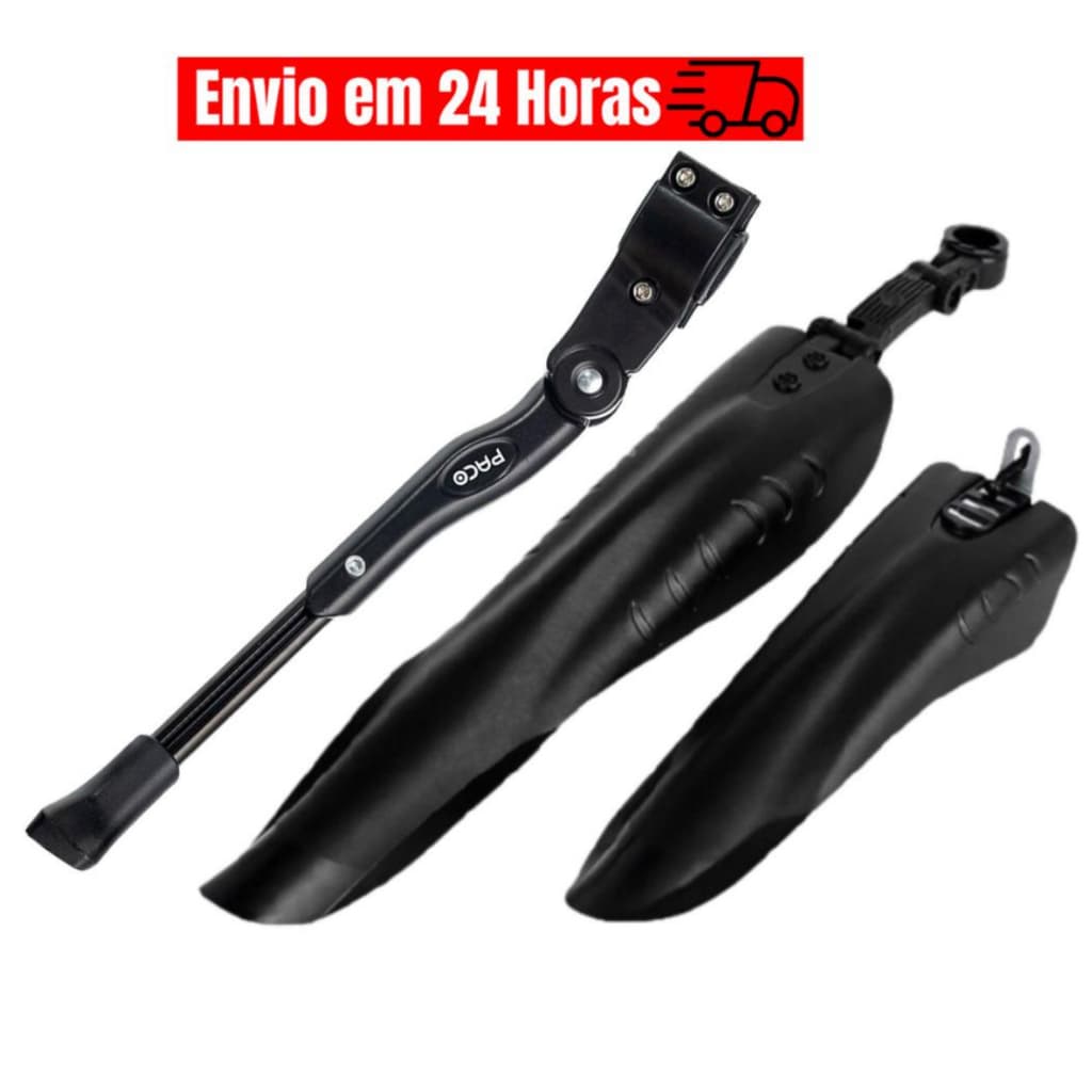 Paralamas Bike Dianteiro e Traseiro Nylon Bicicleta 26/29 Descanso Lateral Apoio Regulável