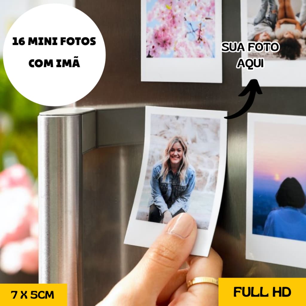 Kit 16 Mini Fotos COM IMÃ GELADEIRA Fotos Revelação Personalizada - Envio Rápido