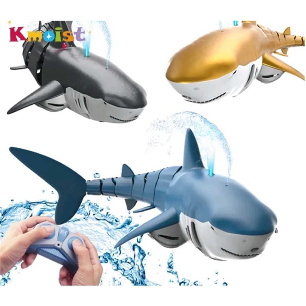 Tubarão Controle Remoto Com Luz Brinquedo Simulação Robô Submarino Animais Peixes Piscina