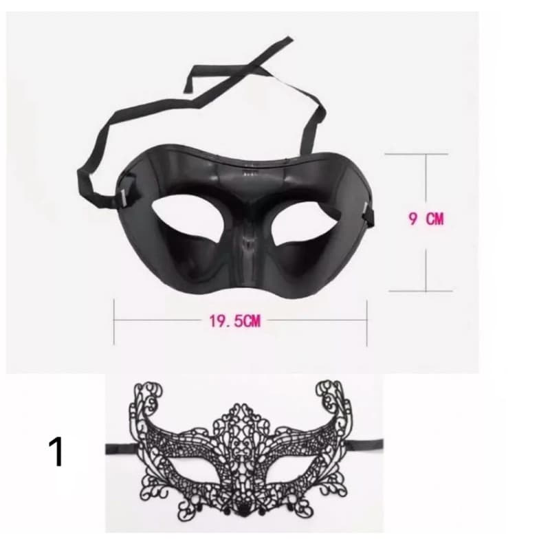 kit 2 máscaras ( veneziana lisa + renda ) baile luxo festa carnaval