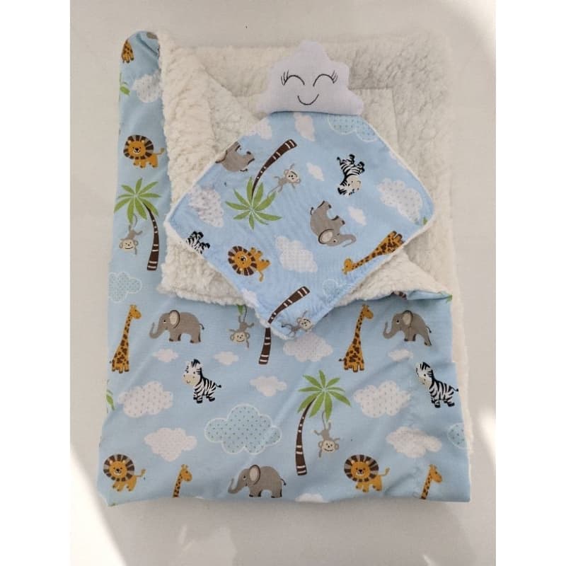Kit Coleção Safari cobertor de bebe + 1 naninha para bebê
