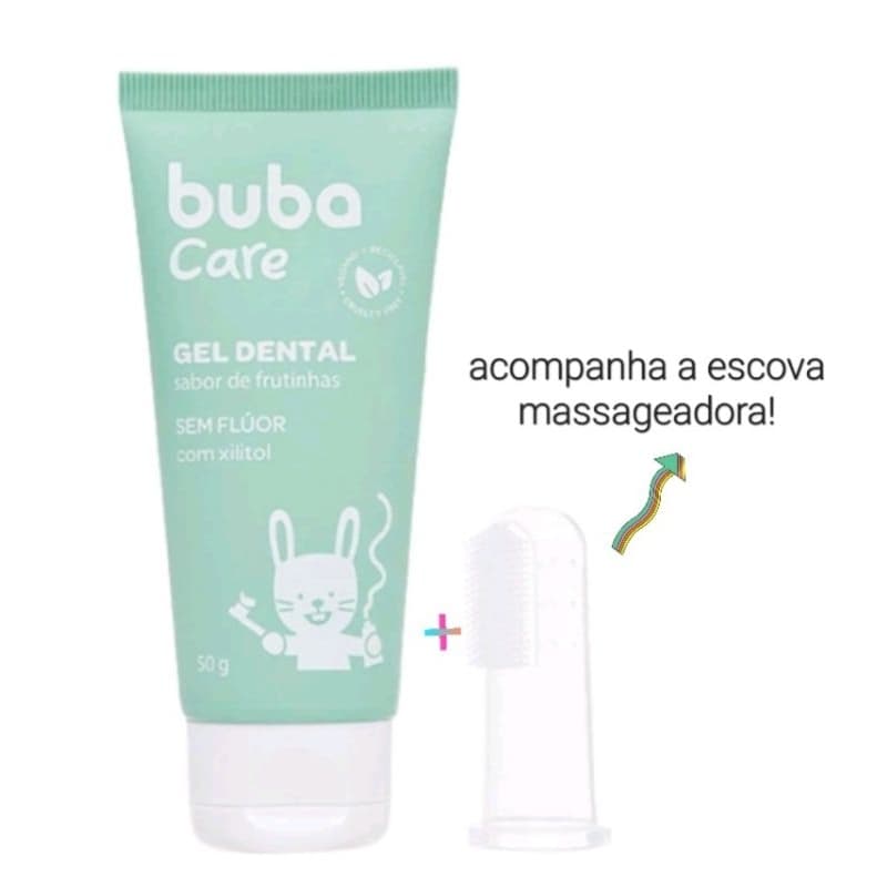 Gel Dental infantil sem flúor com escova massageadora Buba care