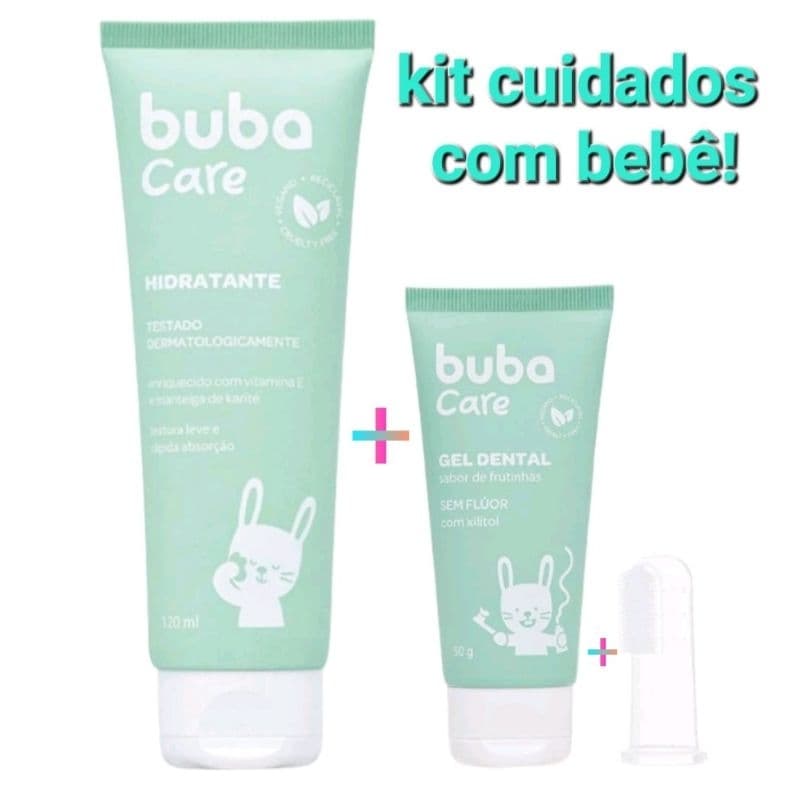 kit bebê Hidratante corporal + gel dental com escova massageadora Buba Care