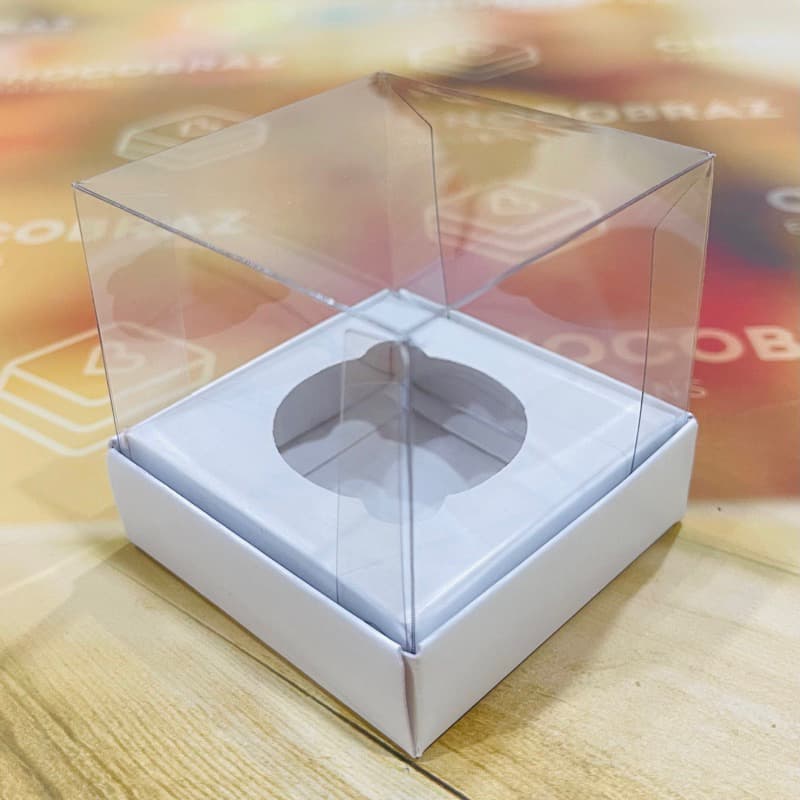 KIT 10~50 caixas com tampa acetato 6x6x6 mini cupcake lembrancinha branca ASSK//