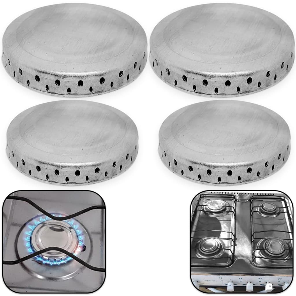 4 Tampas espalhadores de alumínio para Boca de Fogão Atlas Mônaco, 2 pequenas/ 2 Grandes