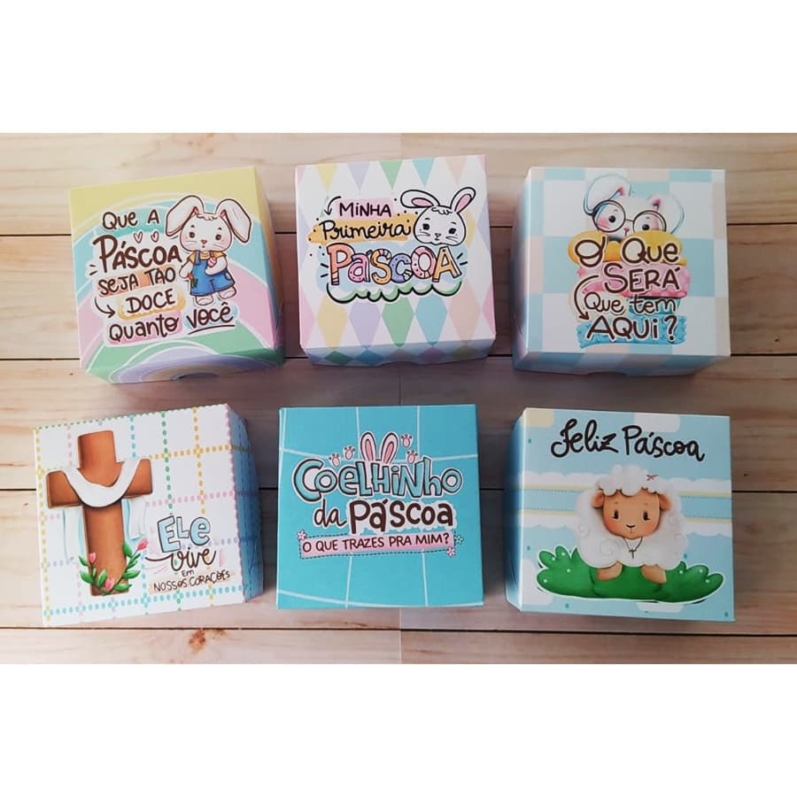 Caixas embalagem de papel para 4 doces Feliz Páscoa