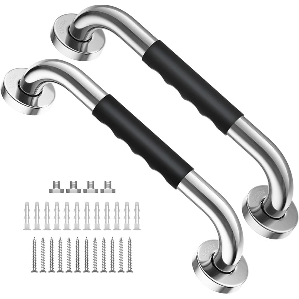 Kit 2 Barras de Apoio Inox 40cm para Banheiro - Corrimão de Segurança e Proteção para Idosos e Deficientes