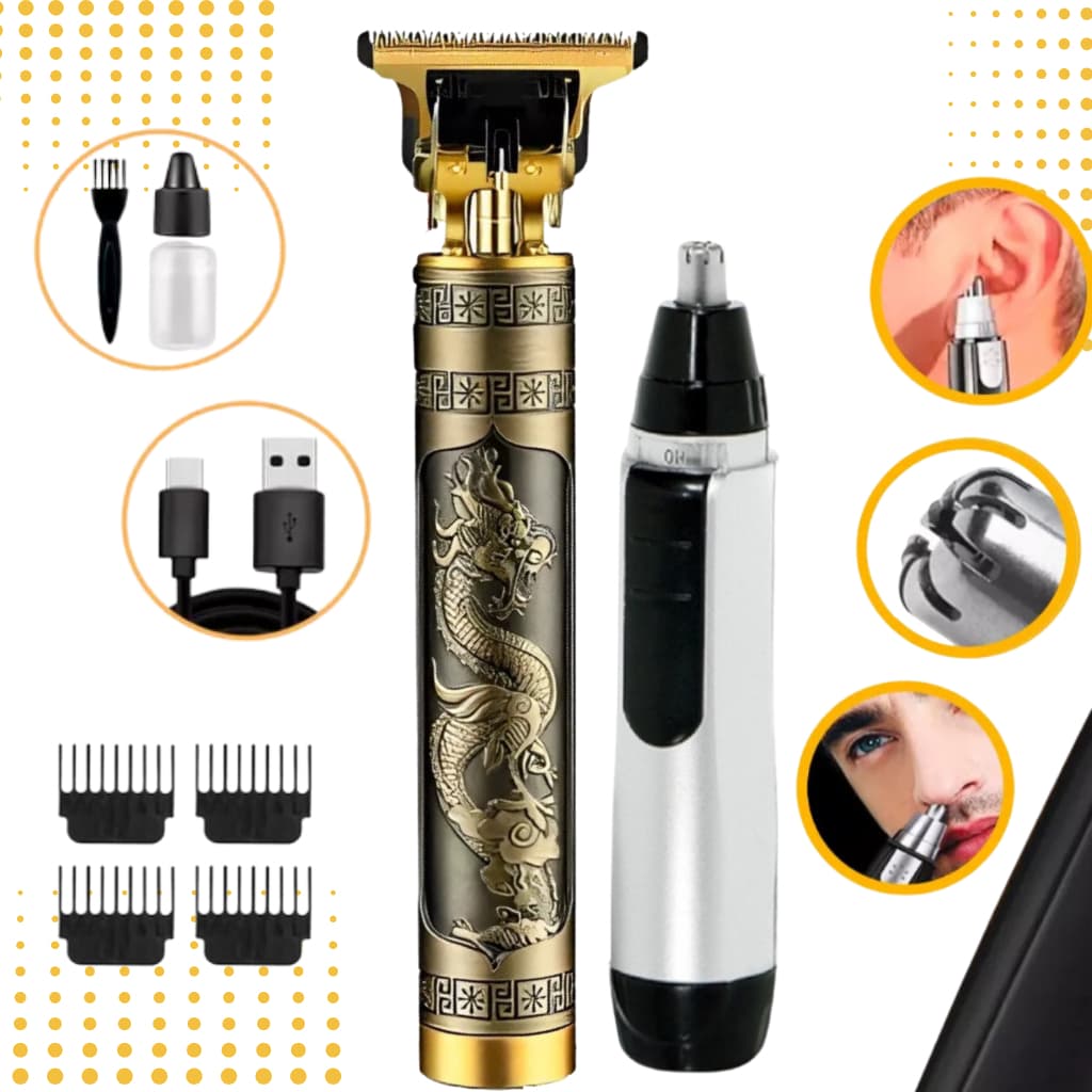 Maquina cortar cabelo acabamento barbear barbeador eletrico pezinho vintage buda dragão