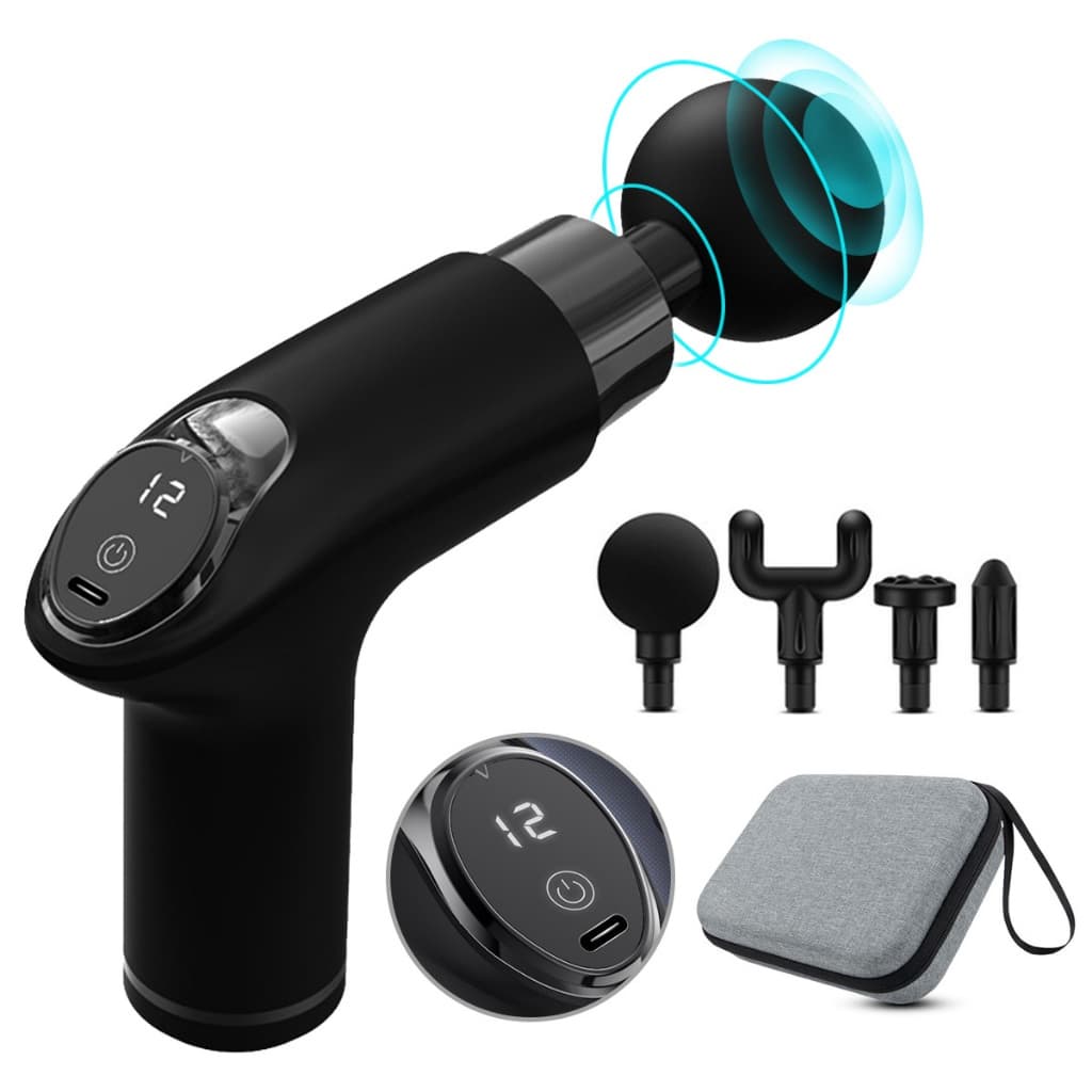 Massageador Elétrico Profissional Muscular - Pistola de Massagem Recarregável com 6 Velocidades, Massage Gun Automática