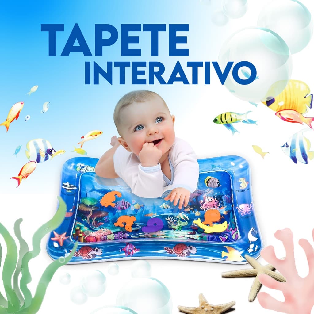 Tapete Infantil De Atividades Para Bebês Inflável Interativo Aquario Almofada Sensorial Menino e Menina Piscina de água
