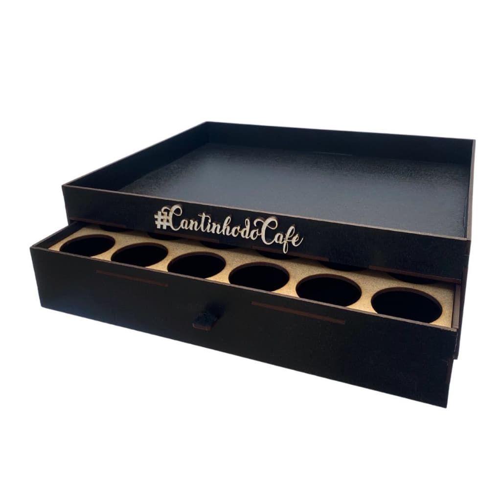 Bandeja Porta Capsulas C/ Gaveta Dolce Gusto Organizadora Cafeteira MDF Café Chá Xícara