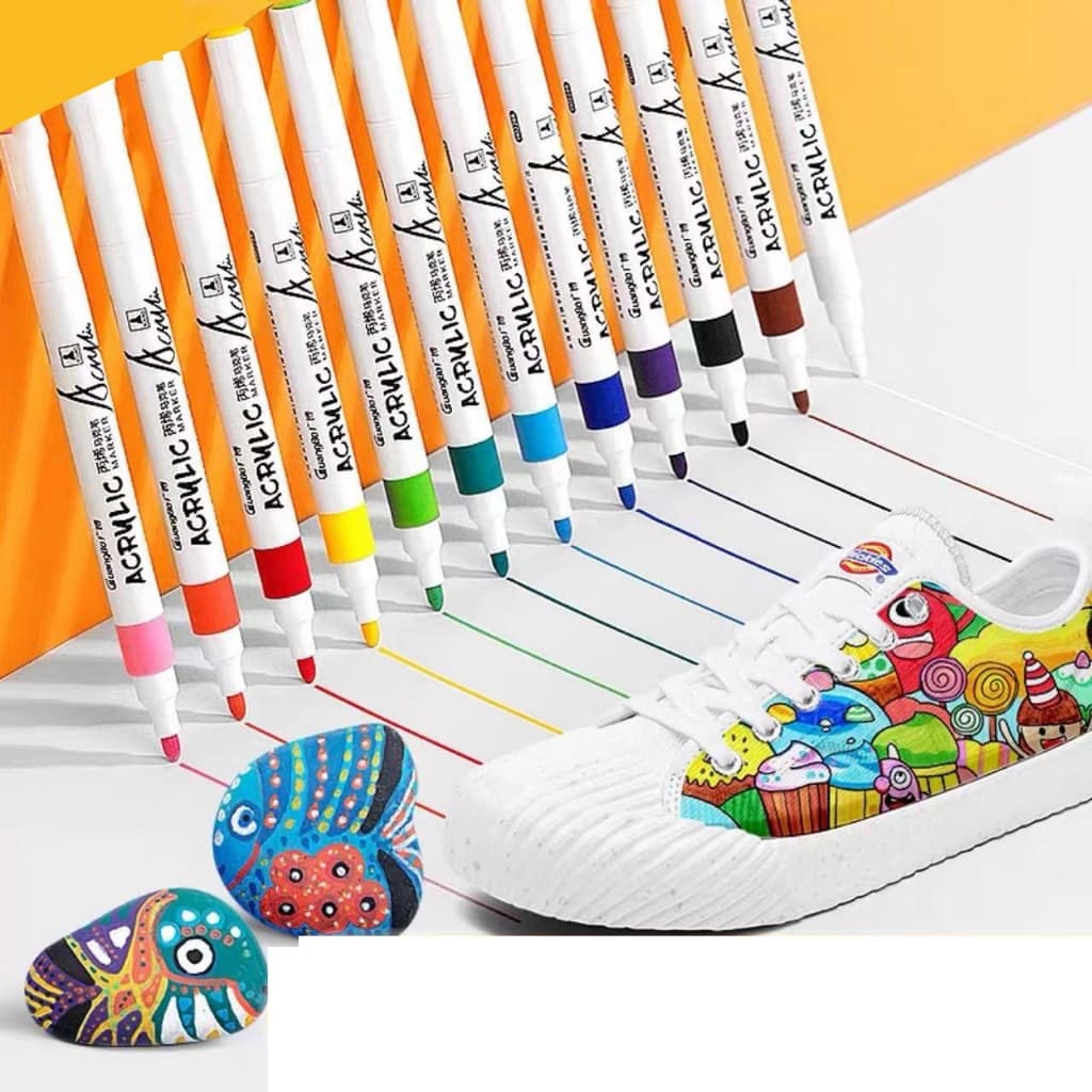 Kit 12/24/36 Caneta Marcador Tipo Posca Colorida Cerâmica, Metal, Tecido,  Brush Paint