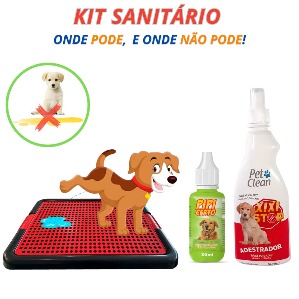 Kit sanitário pet tapete higiênico + xixi stop + pipi certo