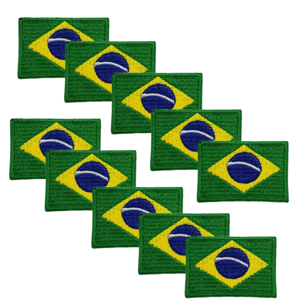 Patch Termocolante Bordado Bandeira Do Brasil Kit 10 Un.